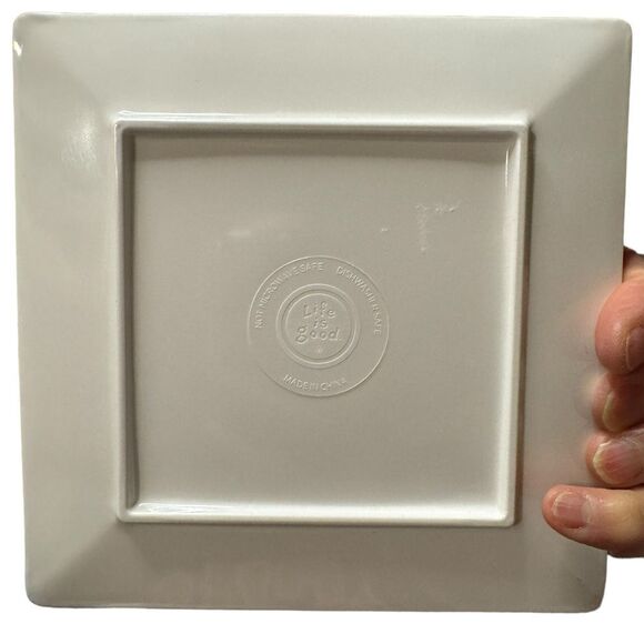 Life is Good 4 Melamine Square Plates Lunch Charcuterie Snacks 6 Inch Square - Picture 6 of 8